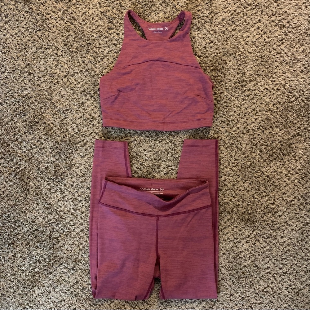 OV Move Free Crop Top/Leggings Set, Mulberry, Med.
